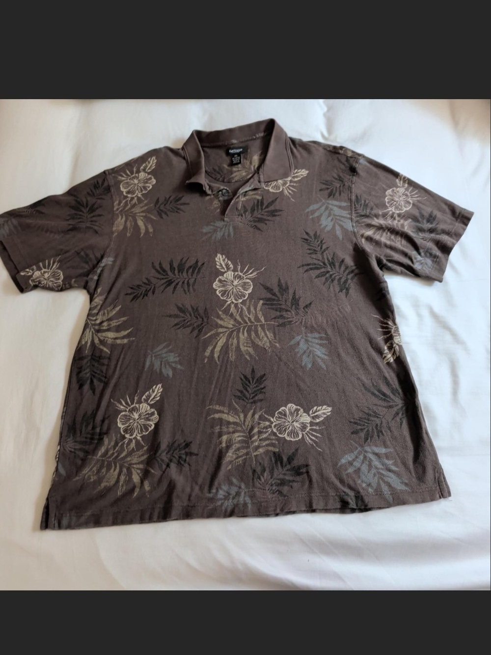 Vintage Van Heusen Brown Floral Print Polo